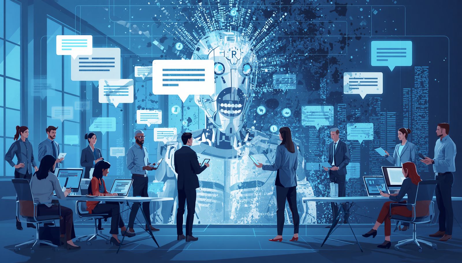 Illustration of LinkedIn reducing AI-generated spam content while promoting authentic human conversations, verified users, and meaningful professional engagement on social media.